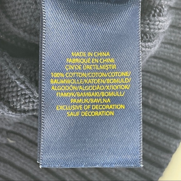 Polo Ralph Lauren Navy Cable Knit Cotton Sweater M - Picture 6 of 6